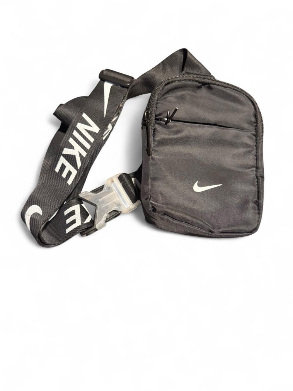 Nike Black Sling Bag with White Logo and Branded Strap